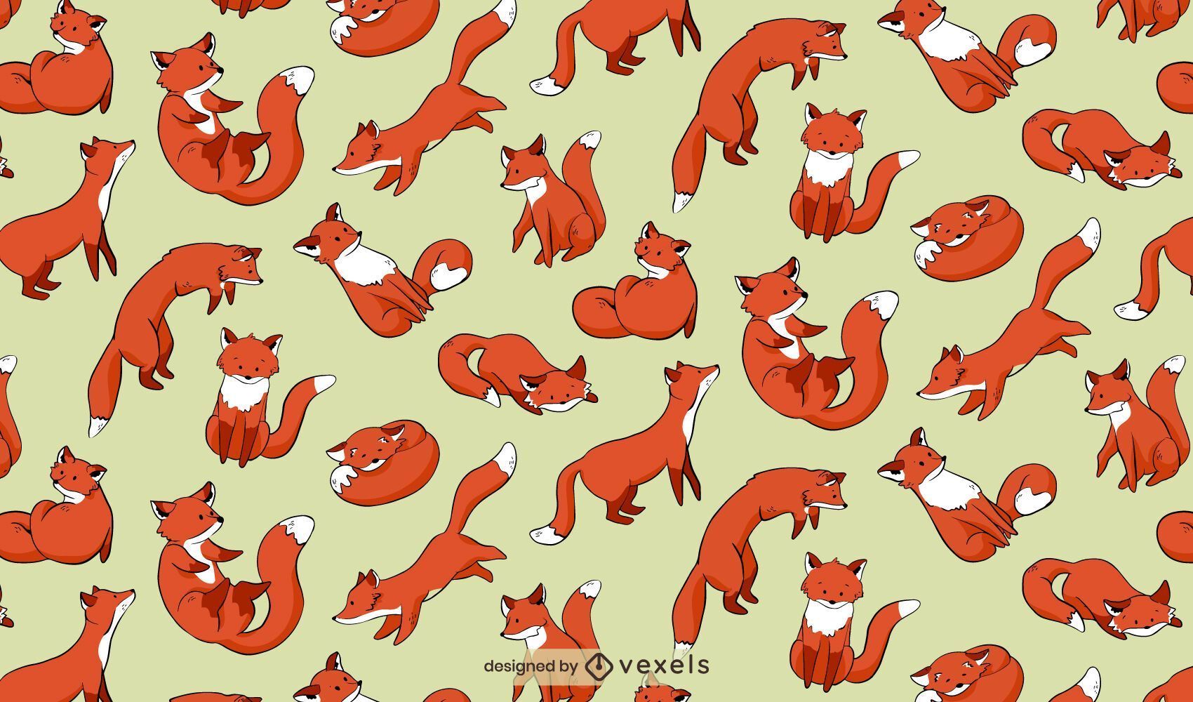 Cute Fox Pattern Design Vector Download