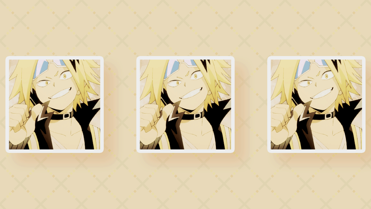 A wallpaper of a character from the anime series My Hero Academia, with three different versions of the same image. - Denki Kaminari