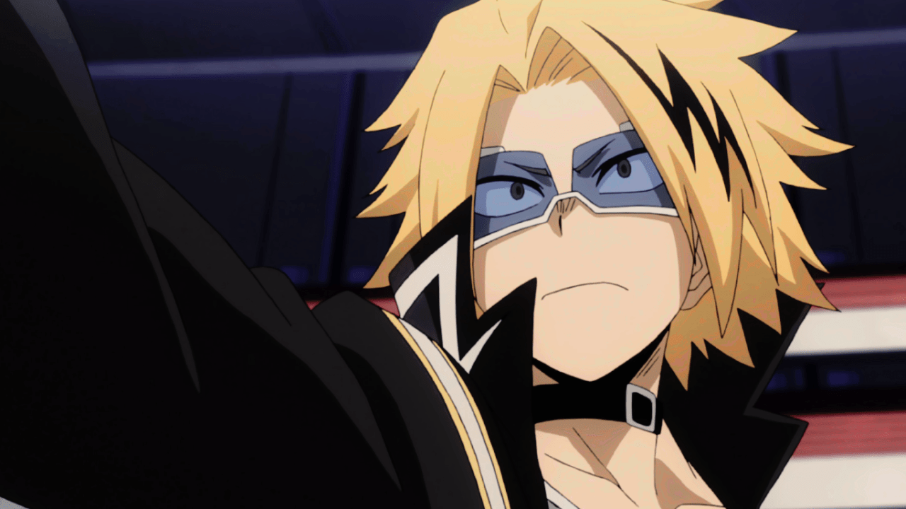 A blonde man with blue eyes and a black jacket looks off to the side. - Denki Kaminari
