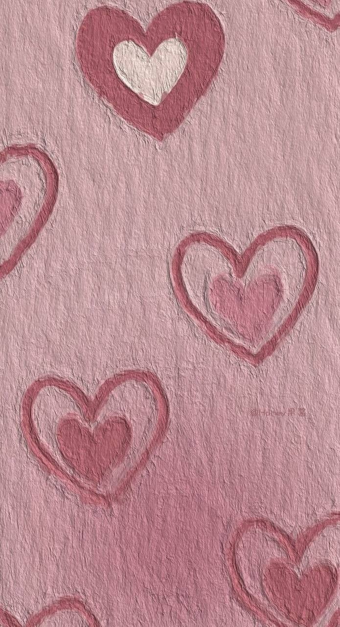 A pink heart pattern on the wall - Coquette, heart