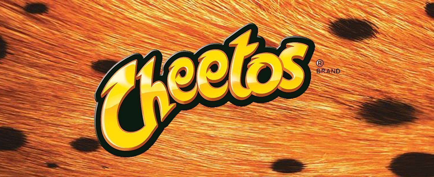 A Cheetos logo on a background that looks like cheetah fur. - Cheetos