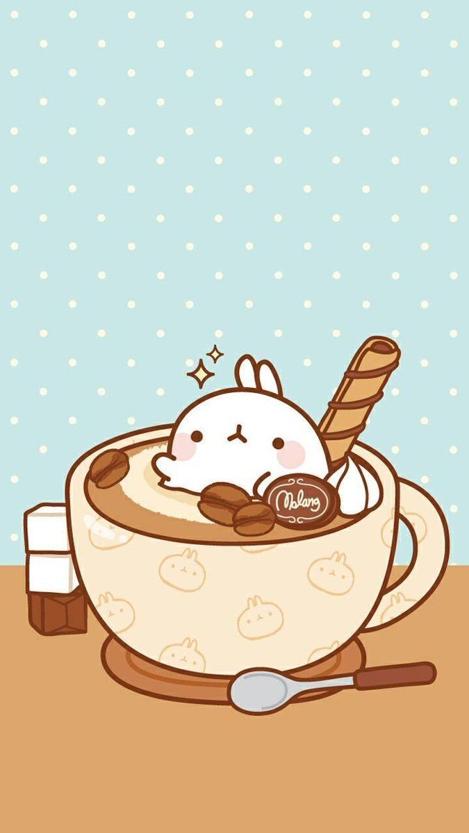 A cute bunny rabbit in coffee cup - Kawaii