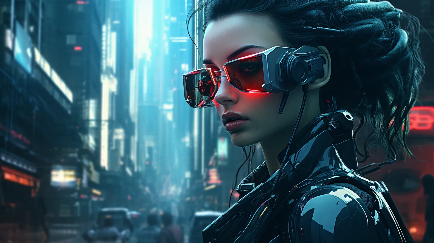 Cyberpunk girl in the neon lights of the night city - Cyberpunk