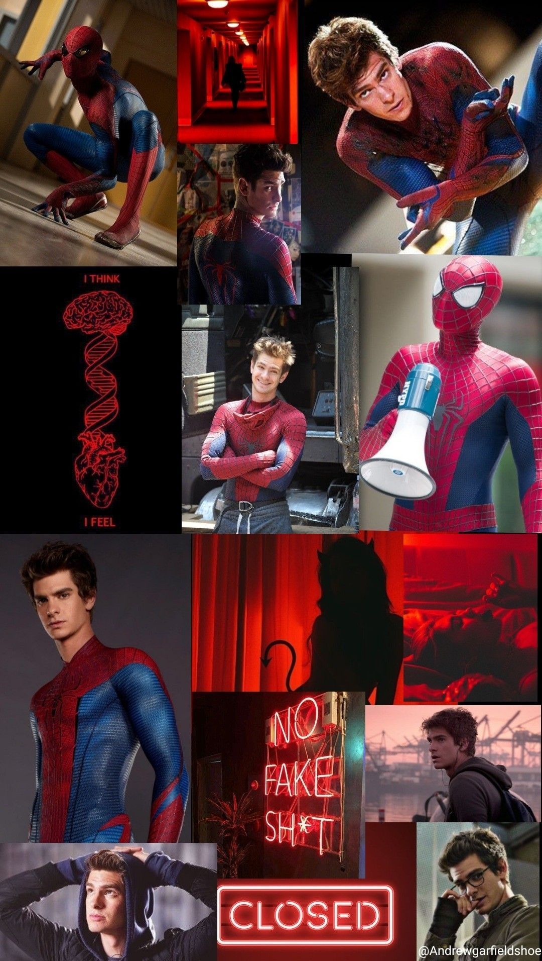 Collage of Andrew Garfield as Spiderman in the amazing Spiderman movies - Andrew Garfield