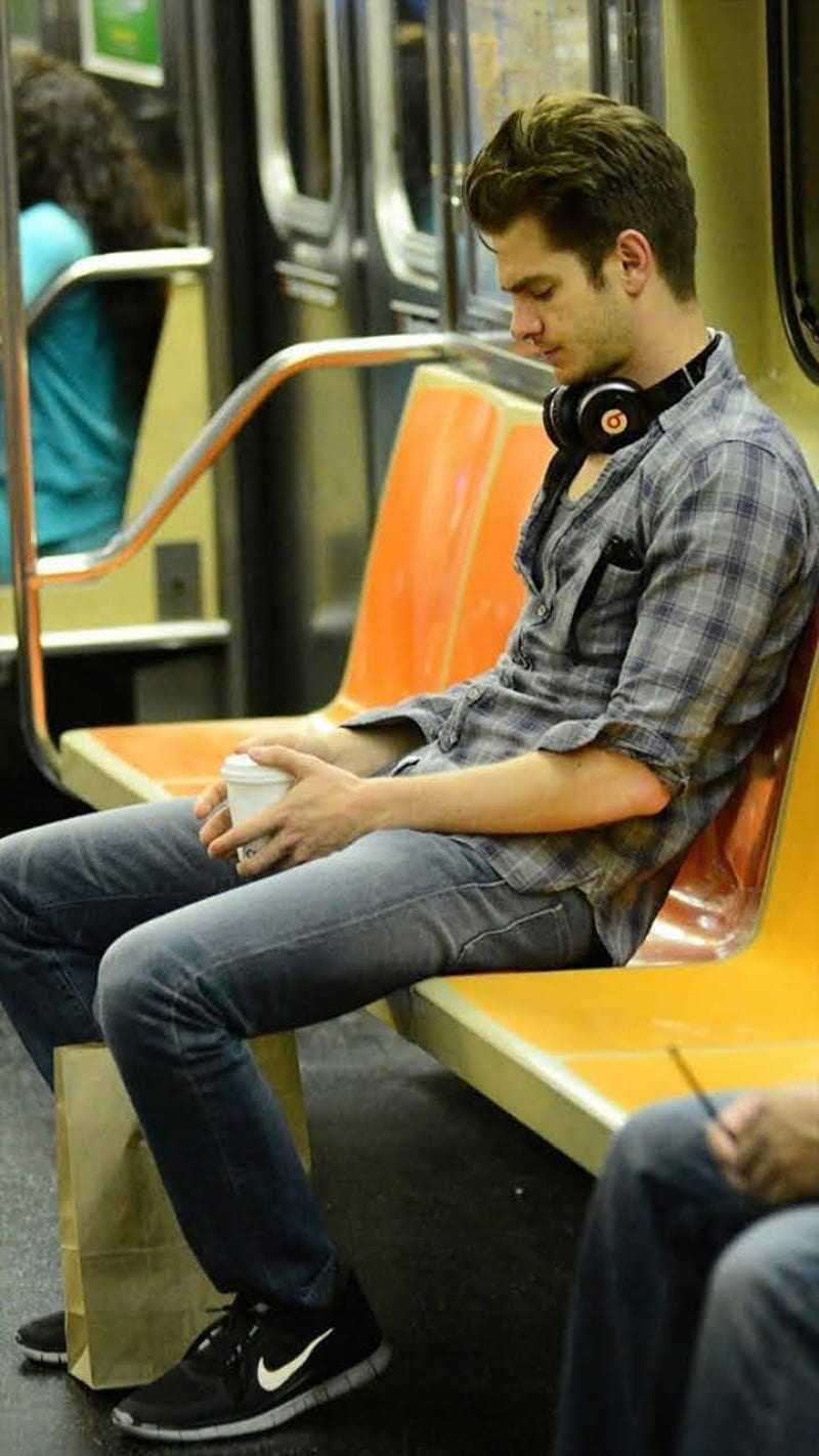 Andrew Garfield asleep on the subway - Andrew Garfield