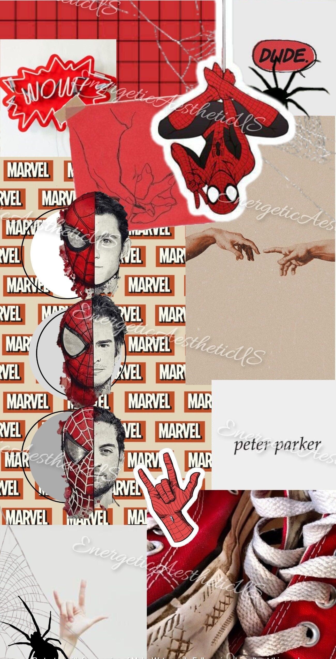 Spiderman Aesthetic wallpaper by me! Credit to the rightful owners of the pictures used. - Andrew Garfield