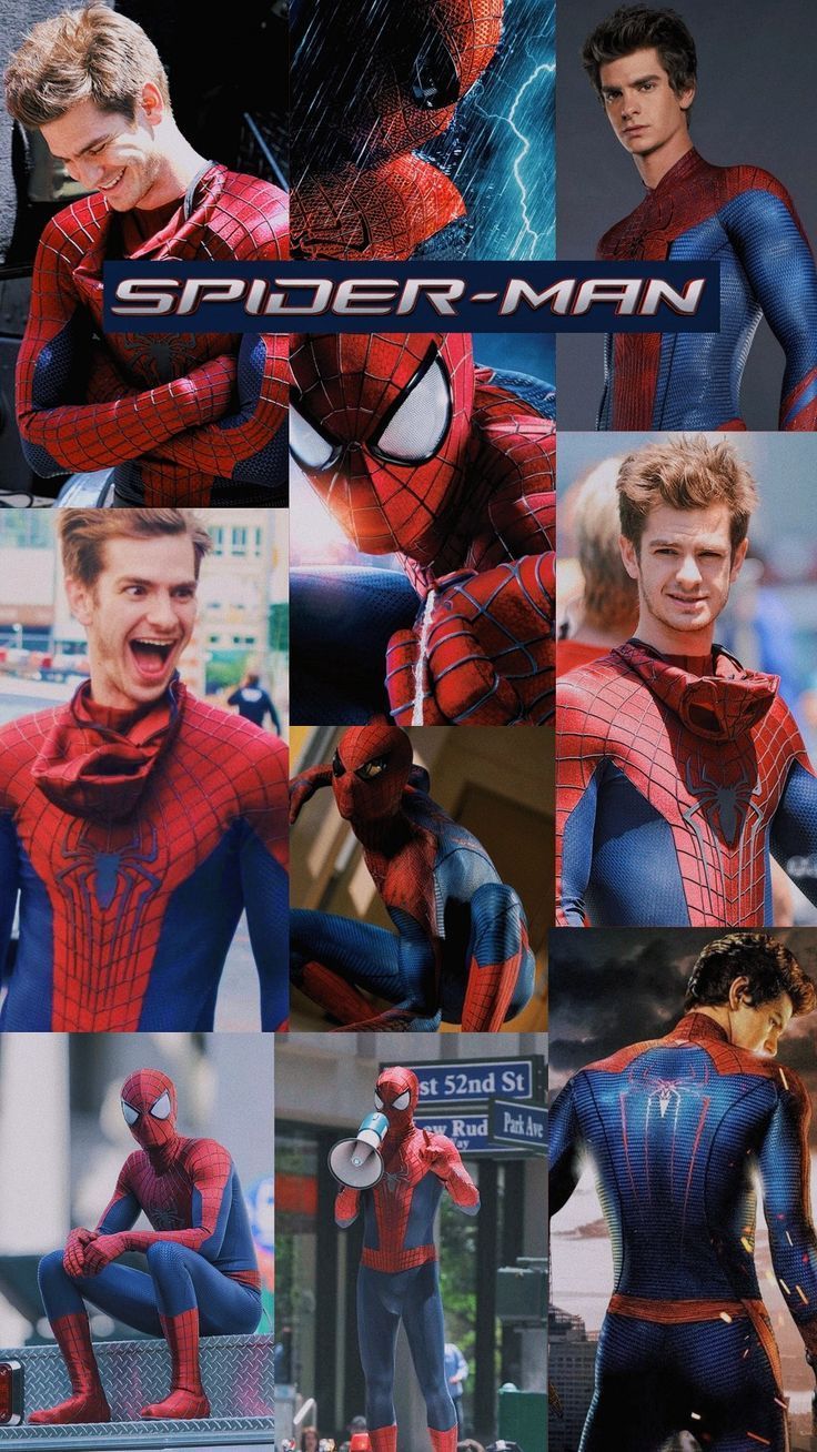 Collage of Andrew Garfield as Spider-Man in the 2012 film. - Andrew Garfield
