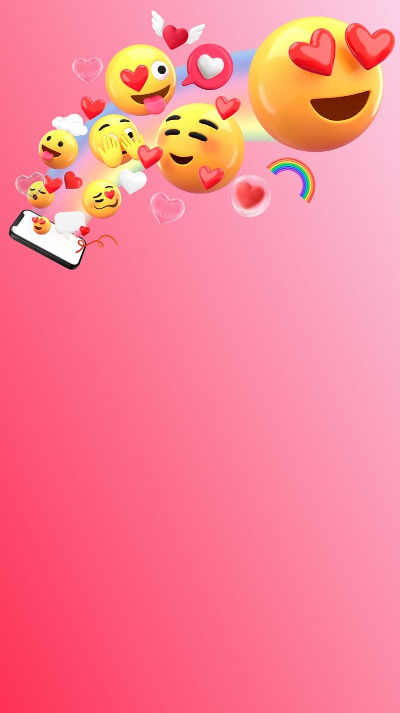 A phone with emojis coming out of it on a pink background - Emoji