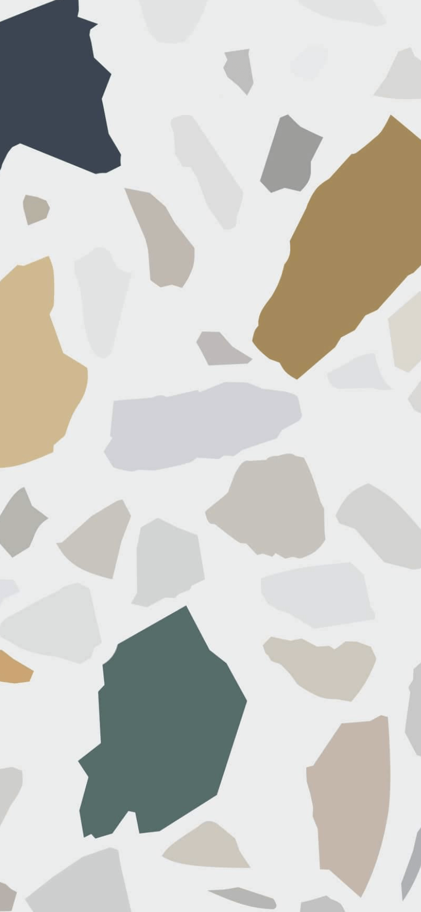 A graphic of a white background with different colored rocks on it - Terrazzo