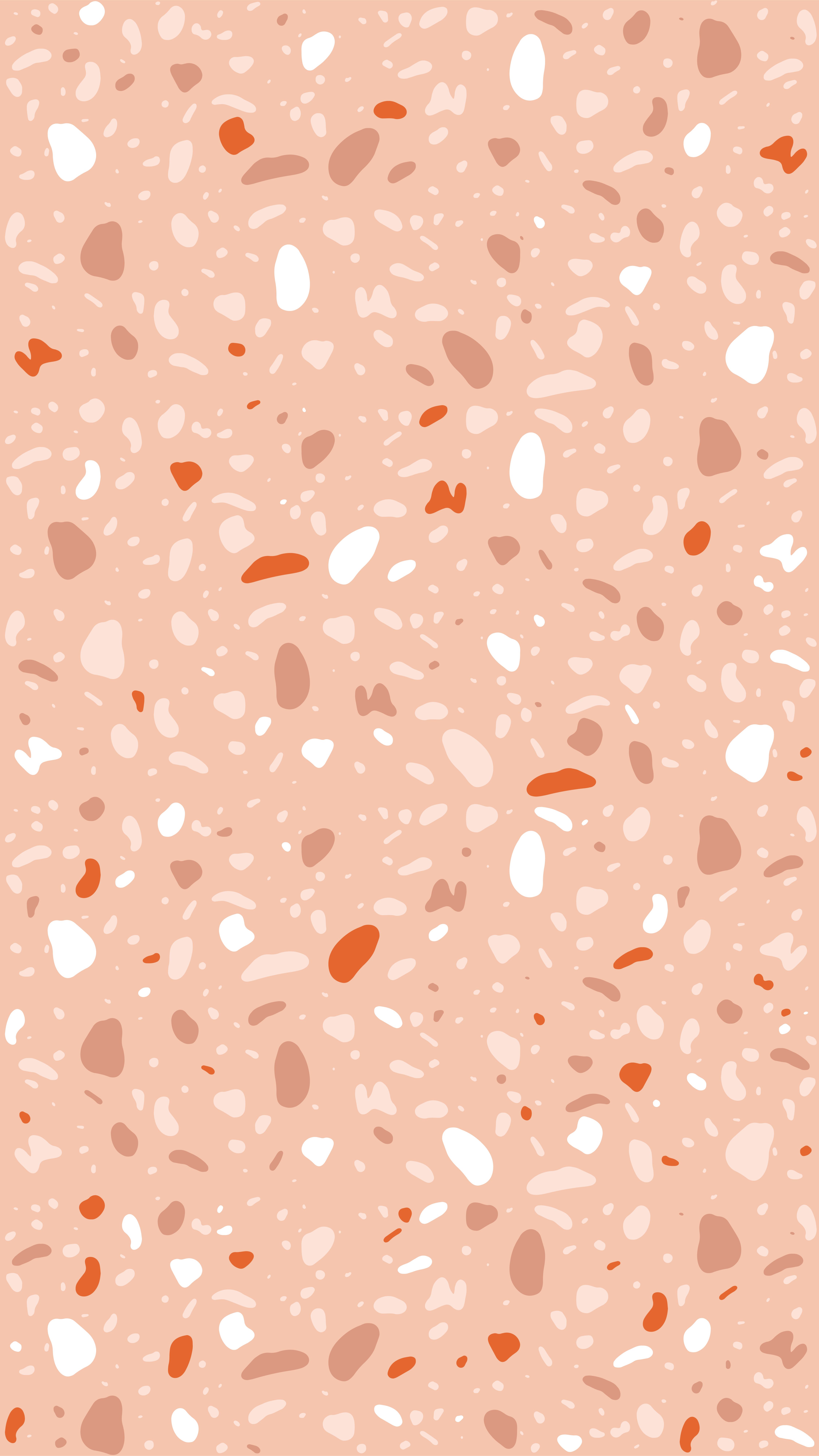 A terracotta style background with white and orange accents - Terrazzo