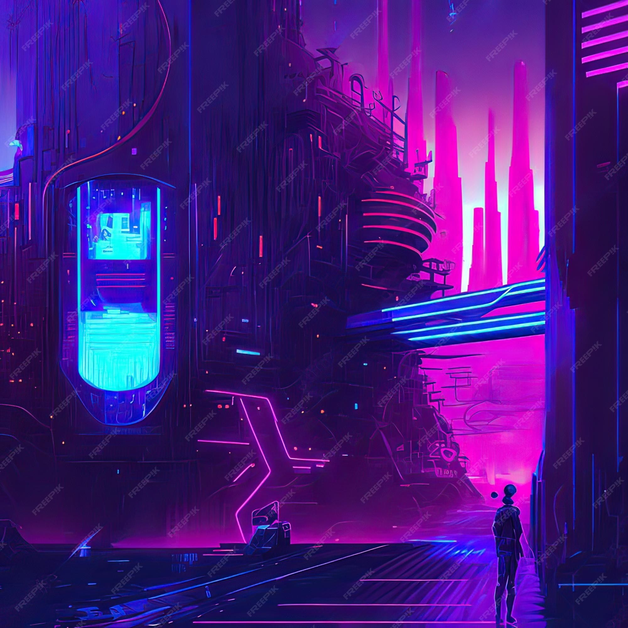 Premium Photo. Cyberpunk industrial abstract future wallpaper futuristic concept pink evening urban landscape 3D illustration