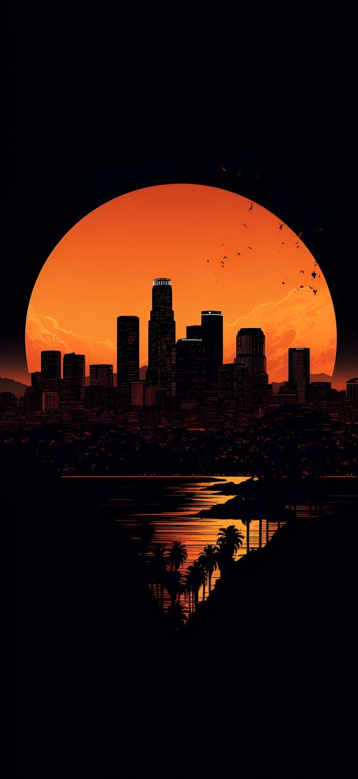 Los Angeles Skyline: Bright Orange Aesthetic Wallpaper iPhone. Minimal wallpaper, Los angeles skyline, Aesthetic wallpaper