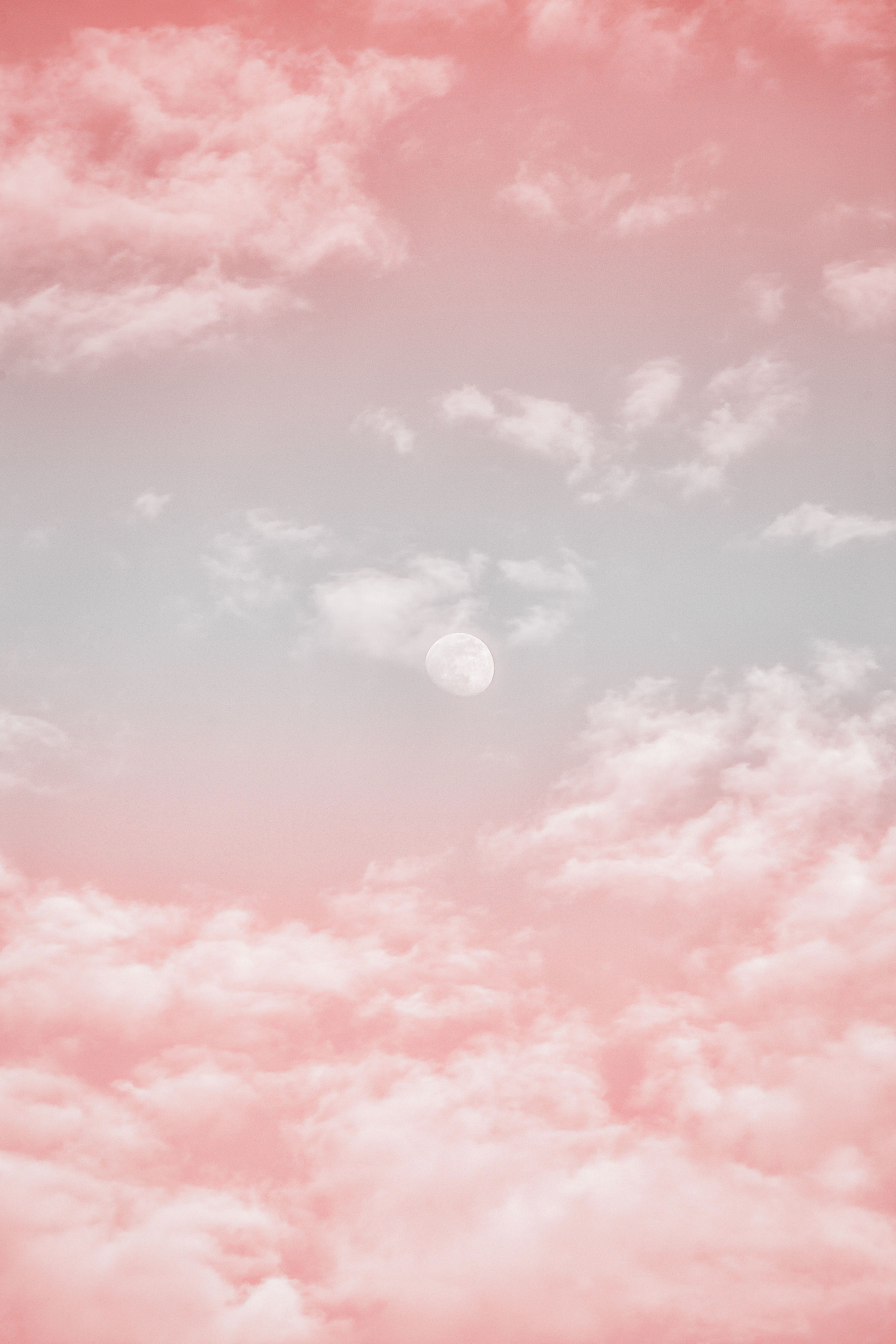 A pink and blue sky with a full moon - Cloud