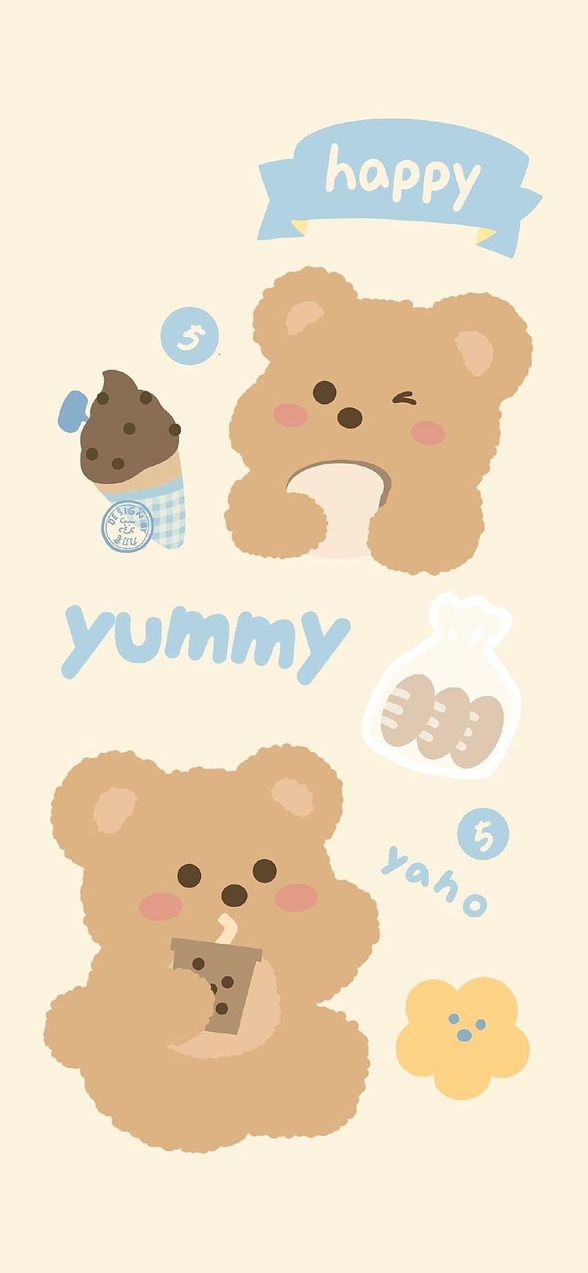 Kawaii Korean Bear, cartoon teddy bear HD phone wallpaper