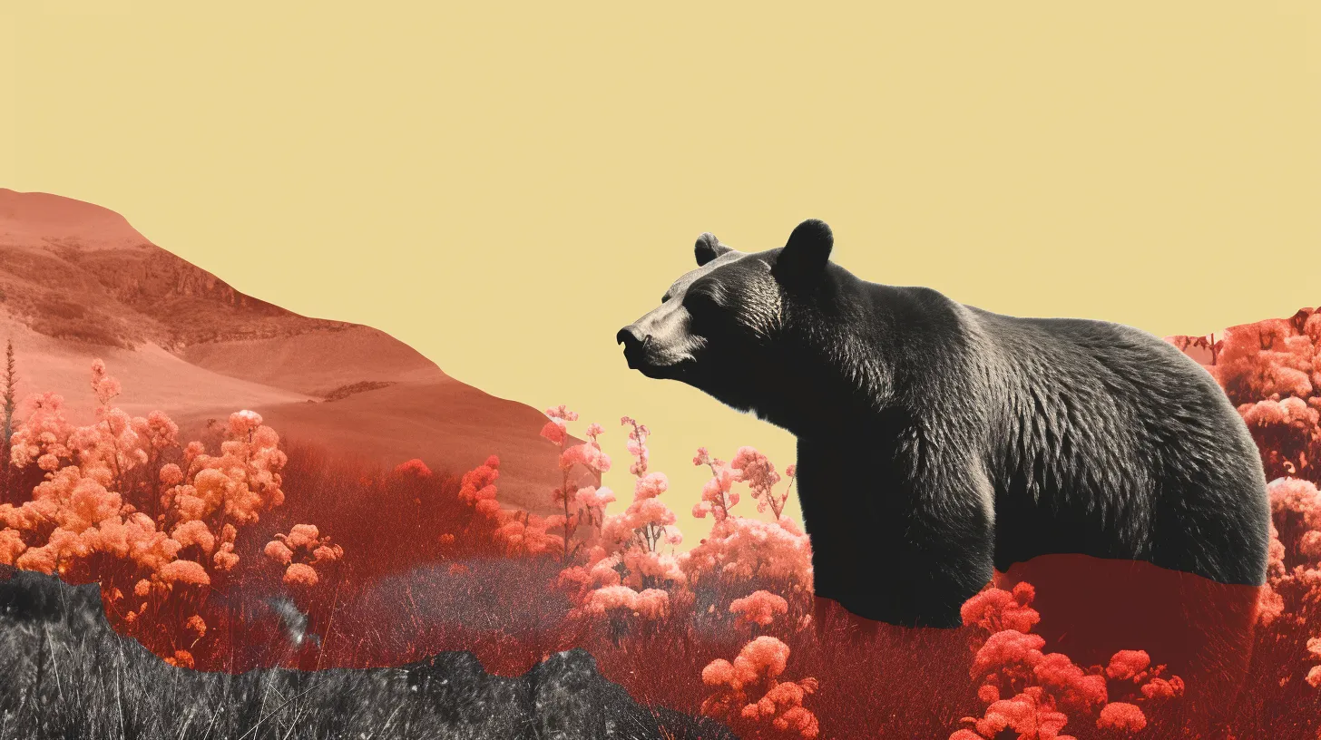 A bear in a field of flowers. - 