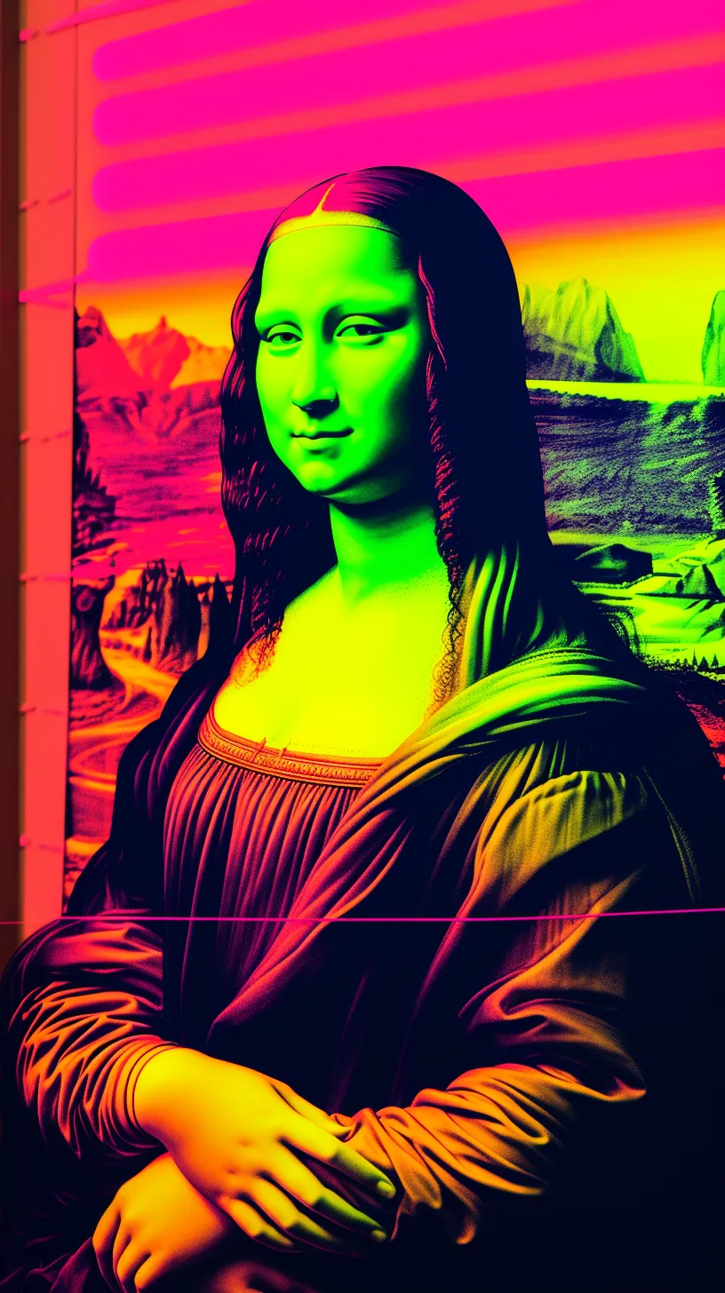 Mona Lisa aesthetic, neon colors