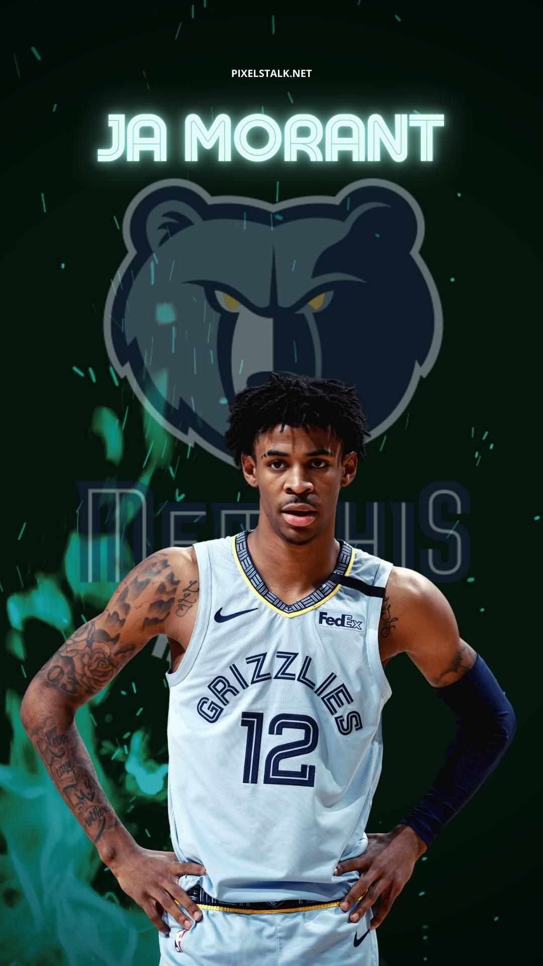 Ja Morant Memphis Grizzlies Wallpaper with high-resolution 1080x1920 pixel. You can use this wallpaper for your Mac or Windows Desktop Background, iPhone, Android or Tablet and another Smartphone device - Ja Morant