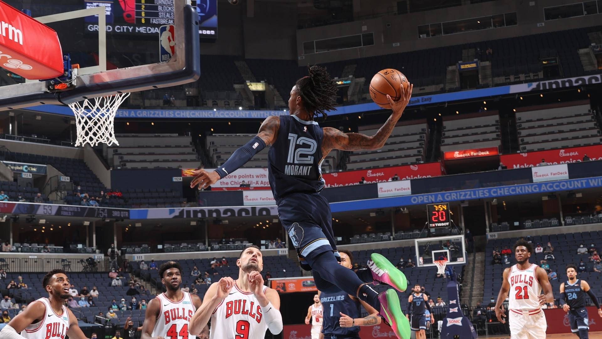 Ja Morant had 27 points, 10 assists and 10 rebounds in the Grizzlies' win over the Bulls. - Ja Morant