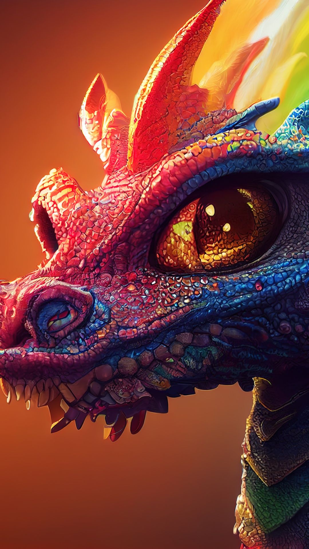 Rainbow dragon Wallpaper 4K, Colorful background, Midjourney