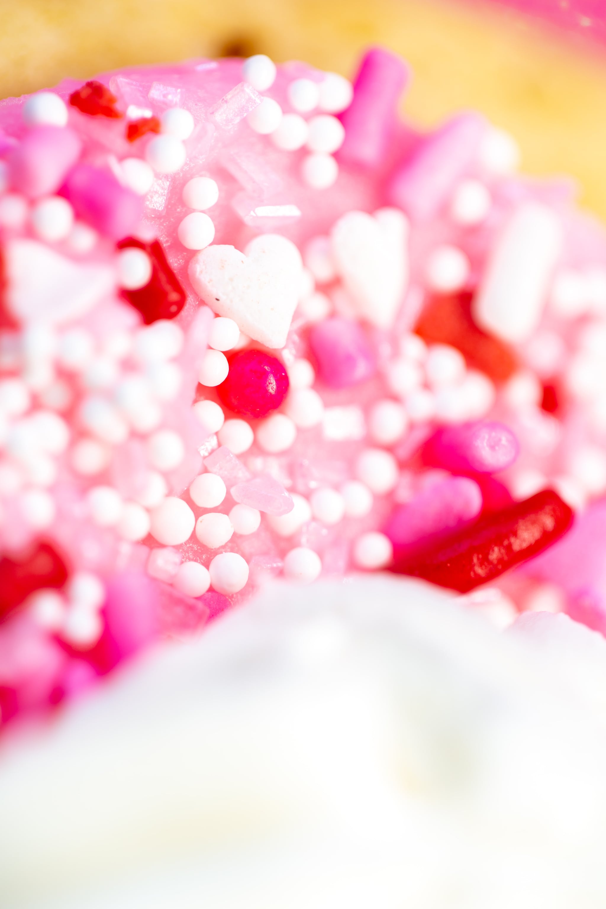 A close up of some pink and white candy - Heart, Valentine's Day