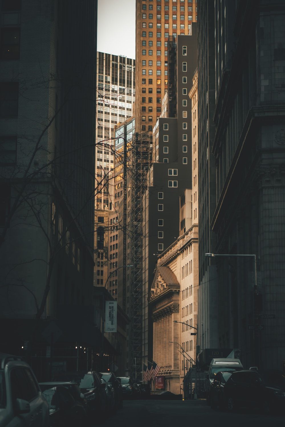 A street view of a city with tall buildings - New York