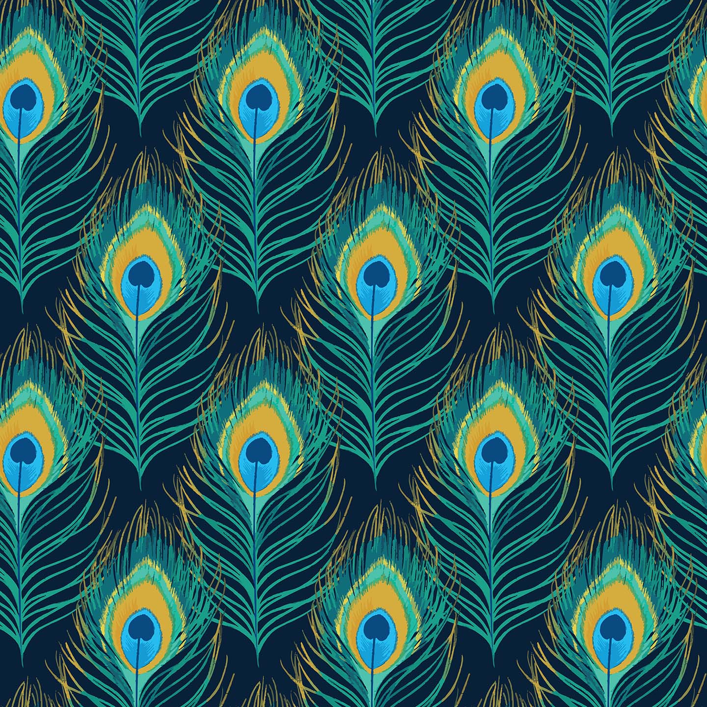 A blue and yellow peacock feather pattern - Peacock