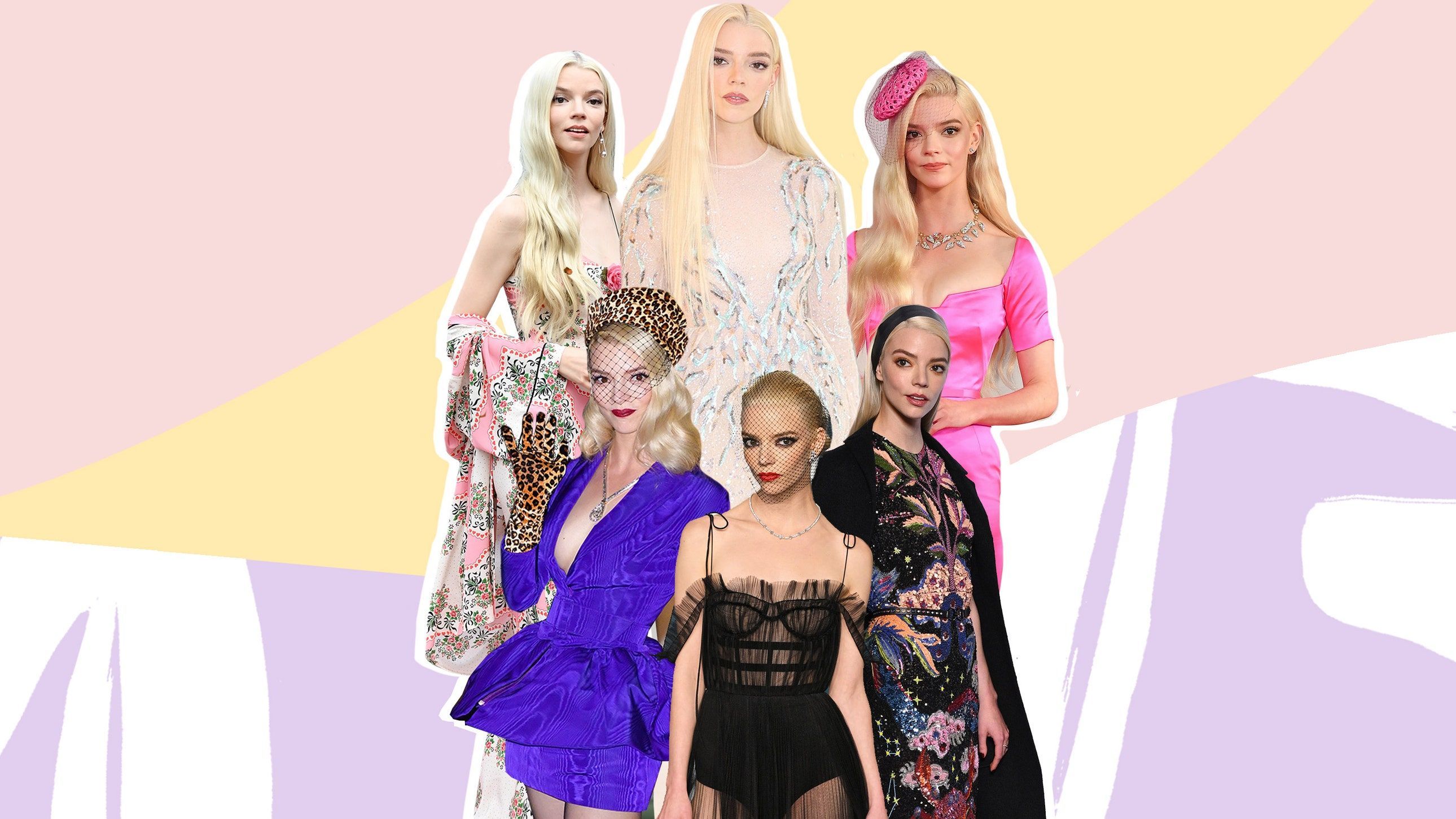 Dove Cameron in a collage of different outfits - Anya Taylor-Joy