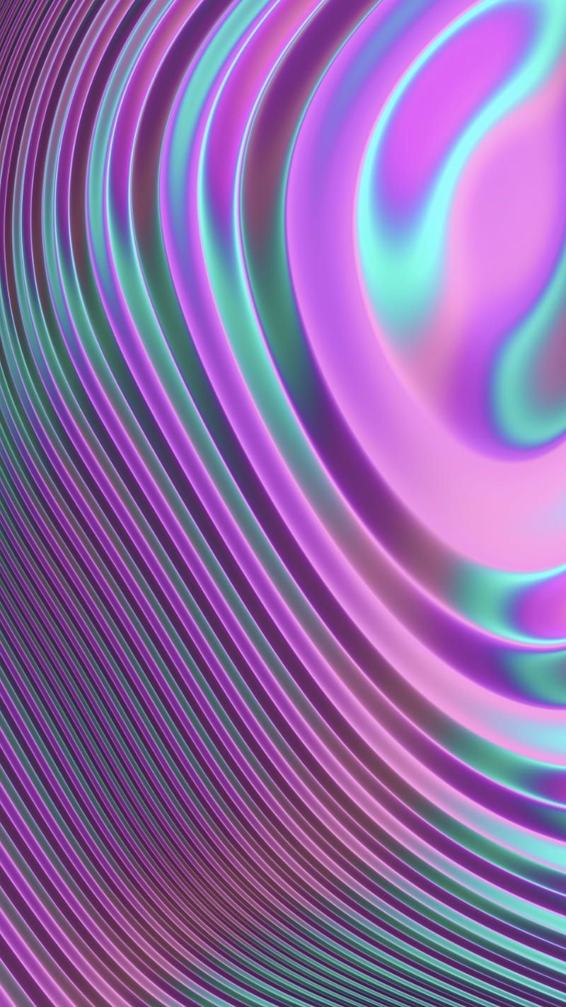 IRIDESCENT CHROME 3D, abstract, aesthetics, blue, gradient, pink, HD phone wallpaper