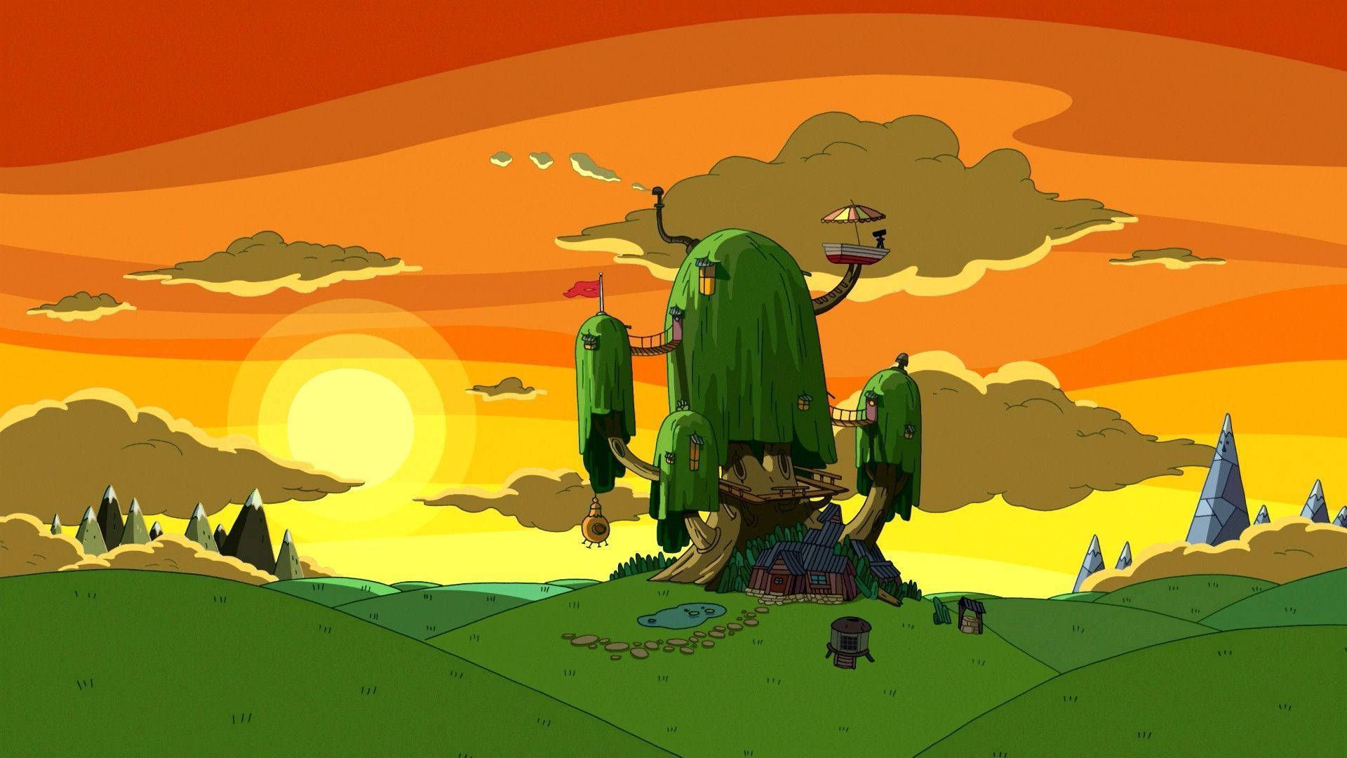 Adventure Time wallpaper with a sunset and a giant robot - Adventure Time
