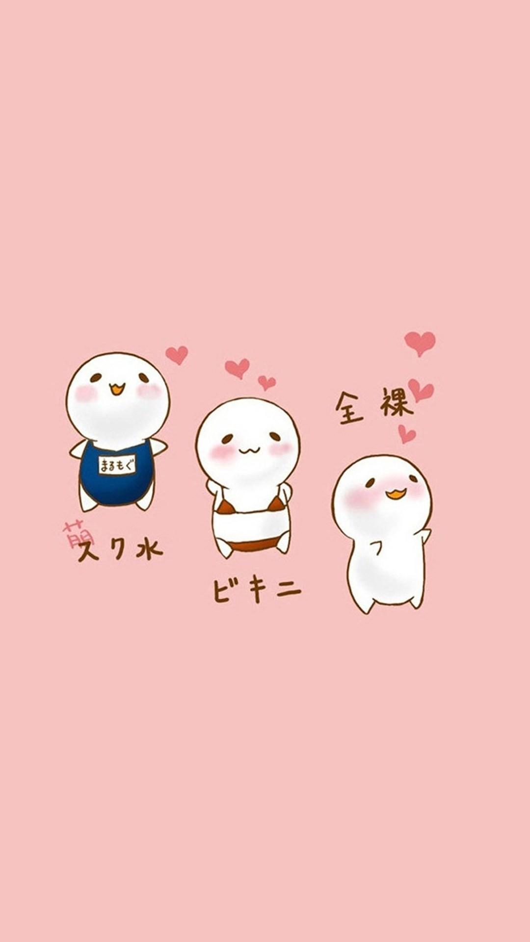 Three cute little animals with hearts on their heads - Kawaii