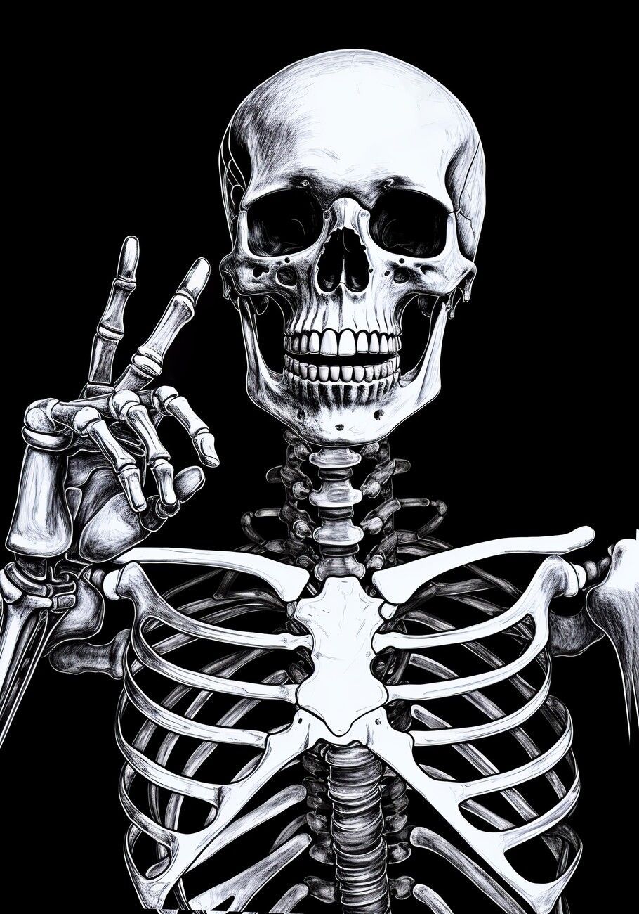 A skeleton holding a peace sign - Anatomy, skeleton