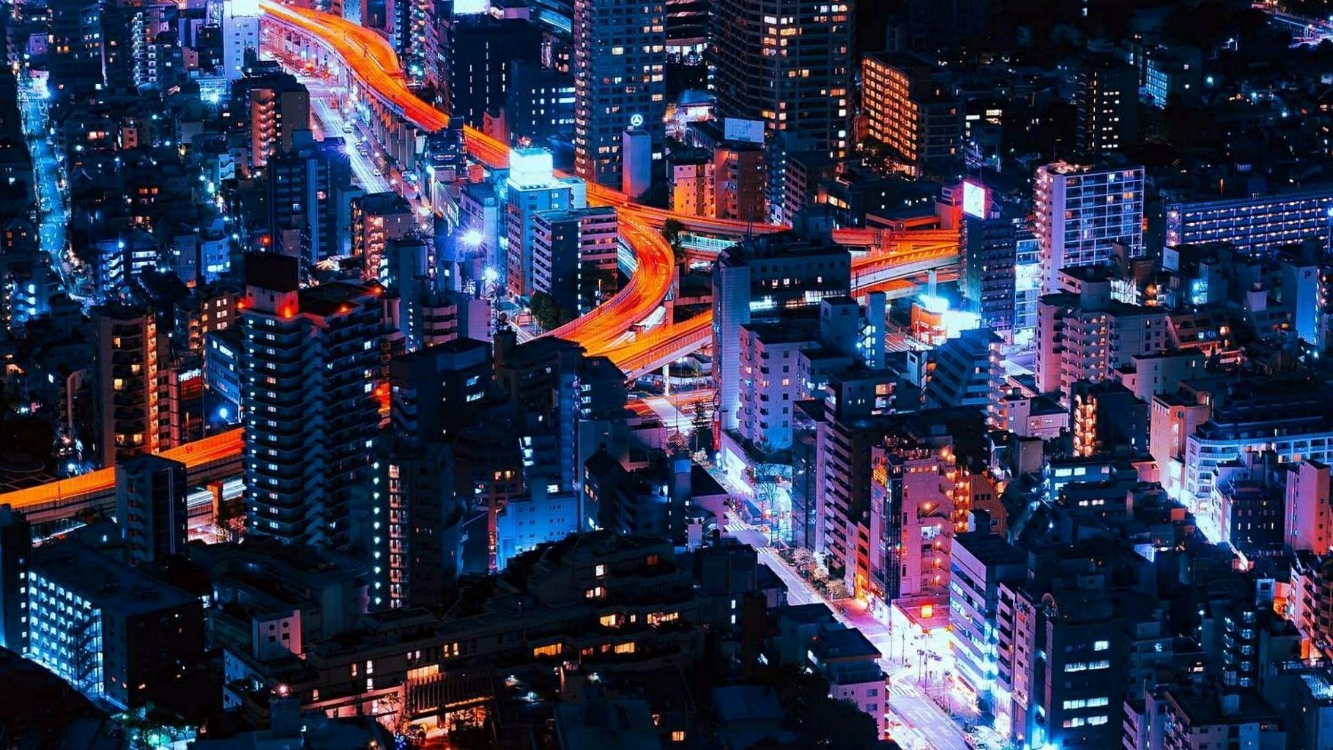 A city at night with neon lights - Tokyo