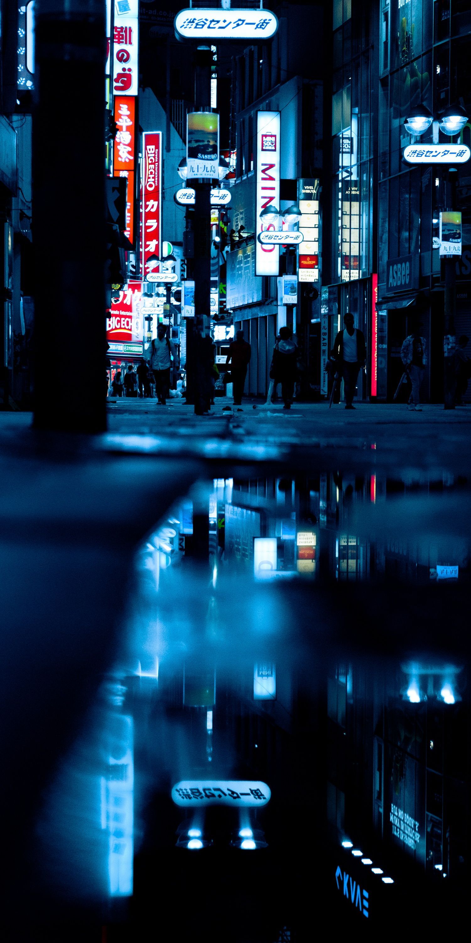 Download free wallpaper Tokyo, Water, Light, Black, Blue, Background for your desktop, mobile or tablet. - Tokyo