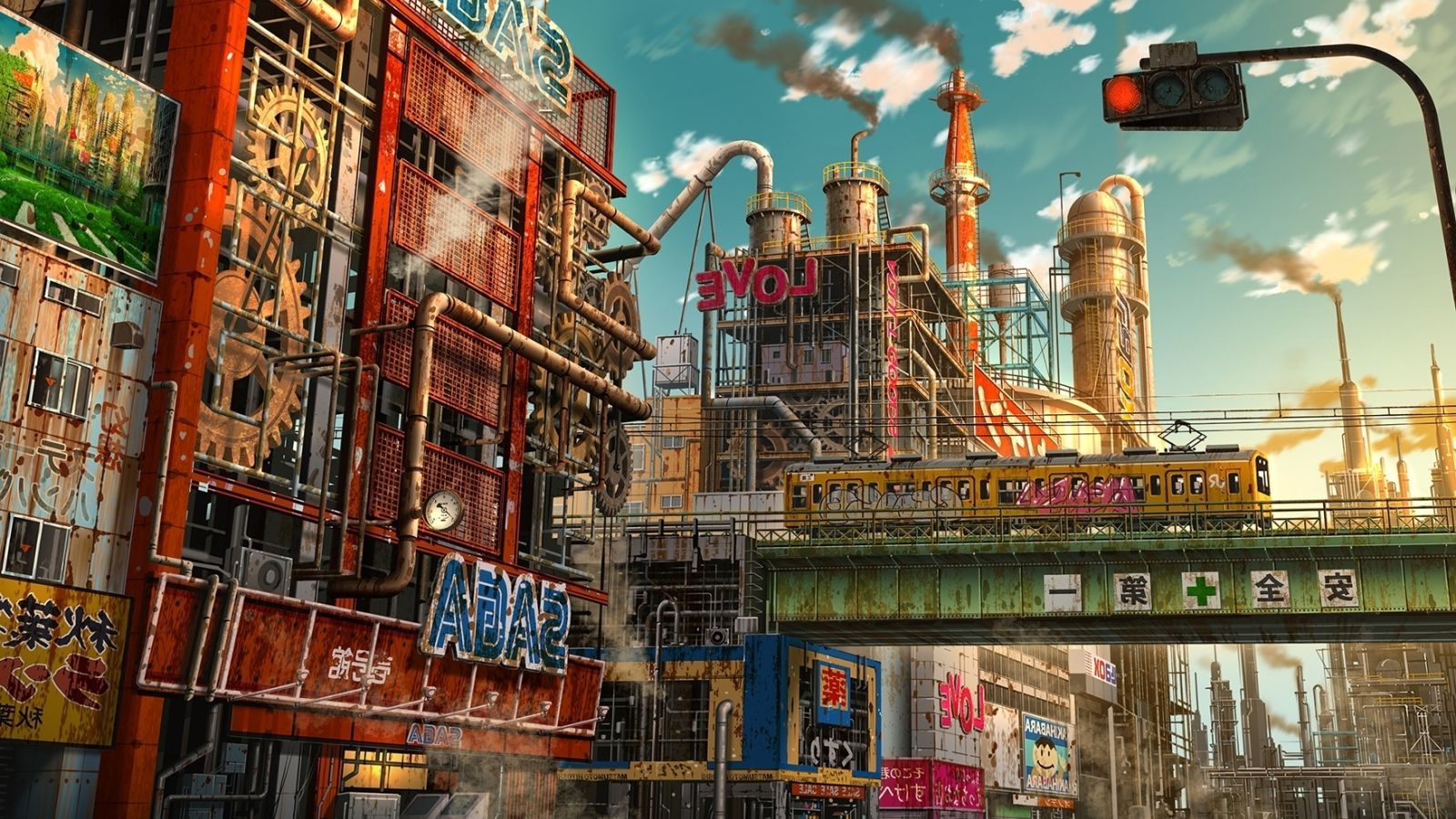 Wallpaper Japan, Train, Tokyo, Apocalypse, Ruins, Industrial, Futuristic Anime City:1754x1240
