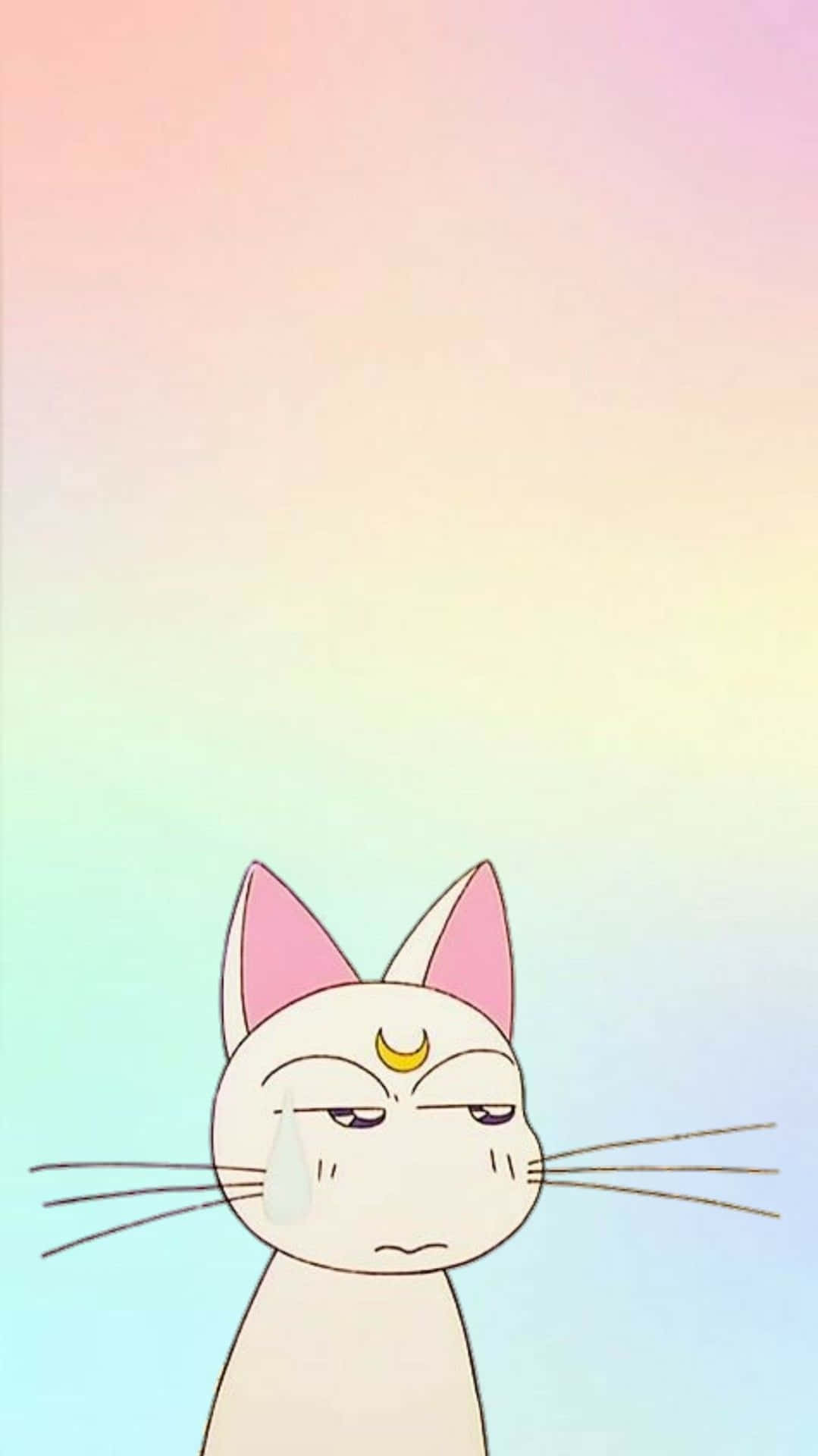 Download Pastel Sailor Moon Artemis Cat Rainbow Ombre Wallpaper