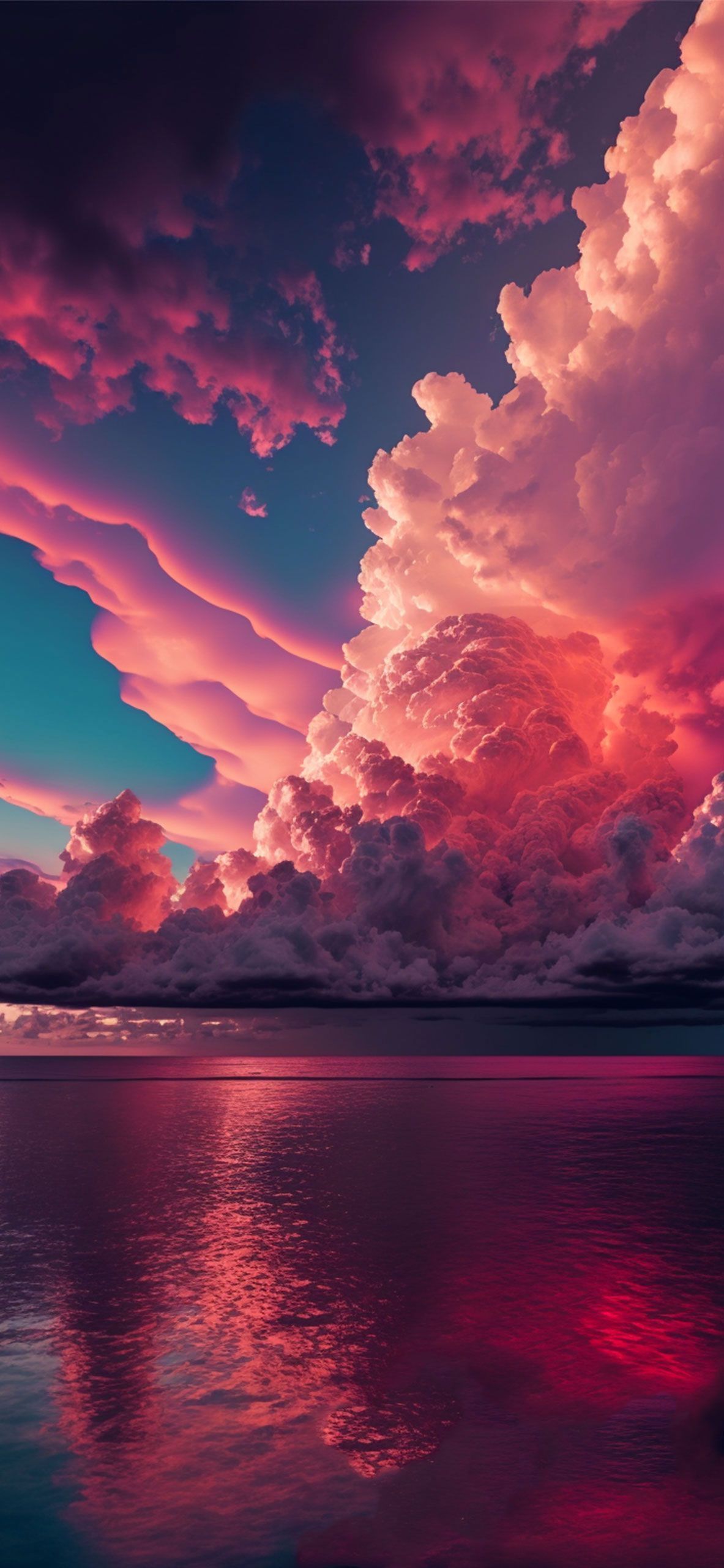 A beautiful sunset with clouds over the water - Cloud, pink, Texas