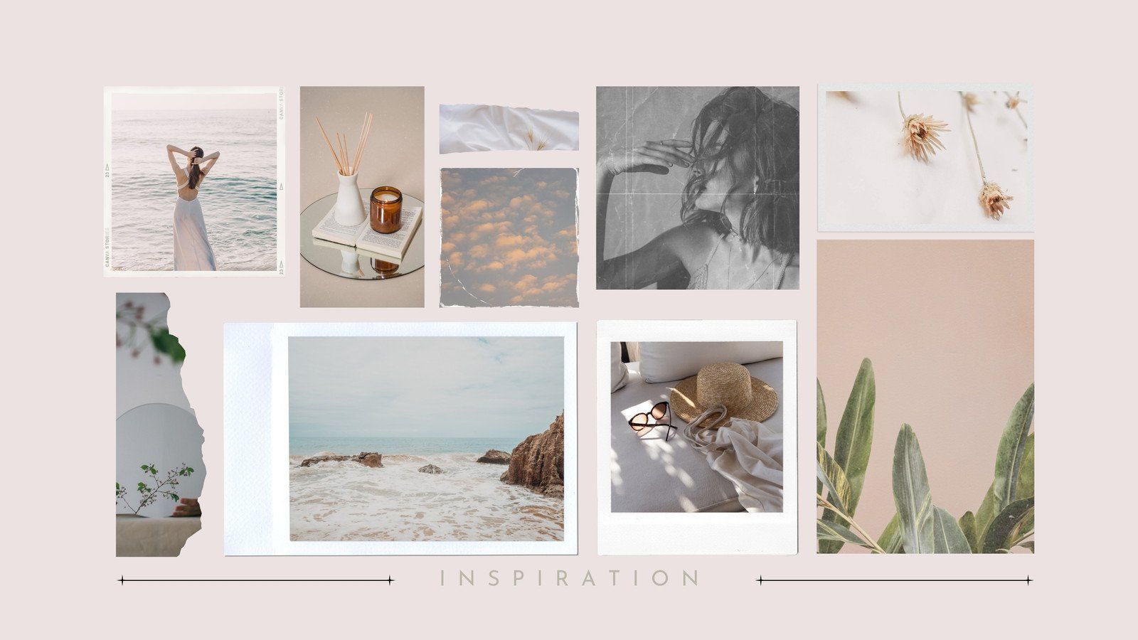 A collage of photos and illustrations of nature, people, and home decor. - Artemis