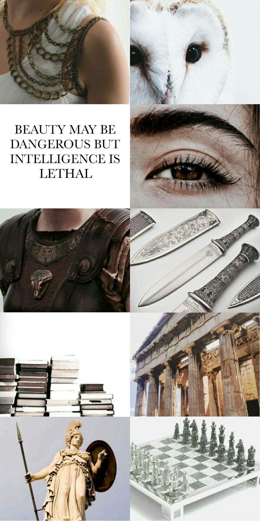 Aesthetic for Athena, goddess of wisdom, intelligence, and strategy. Athena is also known for her wisdom, courage, and strength. She is often depicted wearing a helmet and carrying a shield. Her symbols include the owl, the olive tree, and the aegis. - Artemis