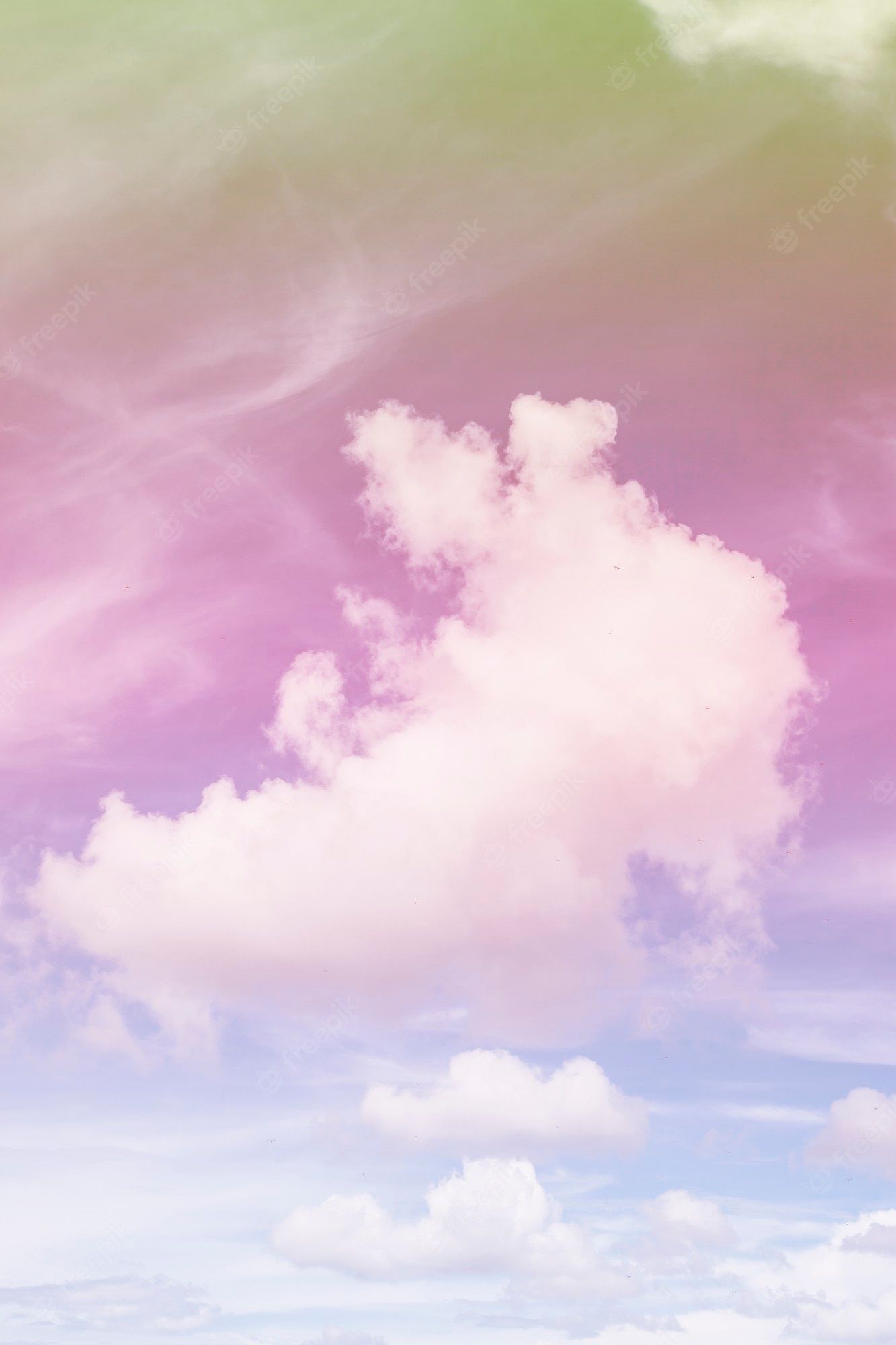 A pink and green sky with clouds - Cloud