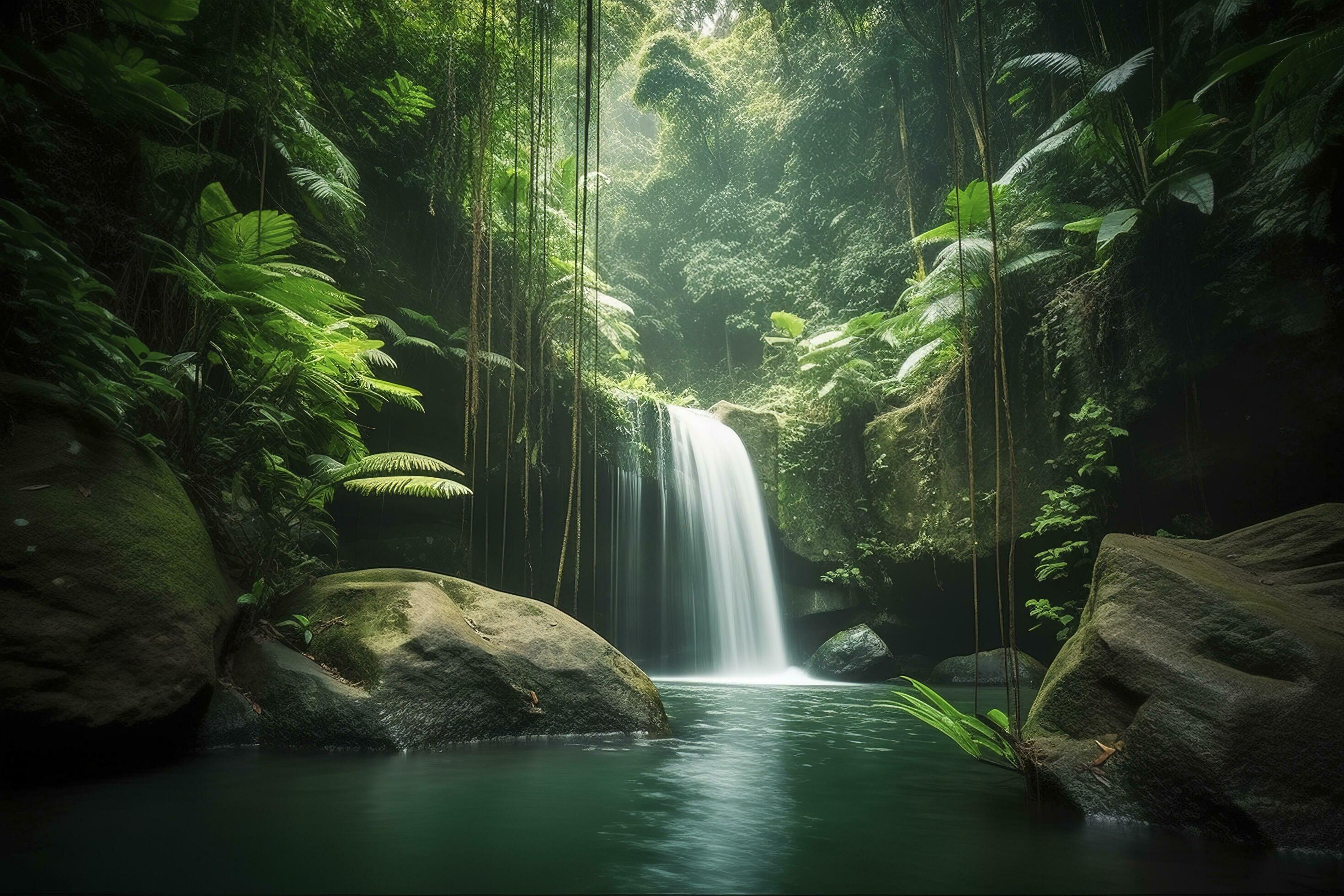 waterfall in a tropical jungle