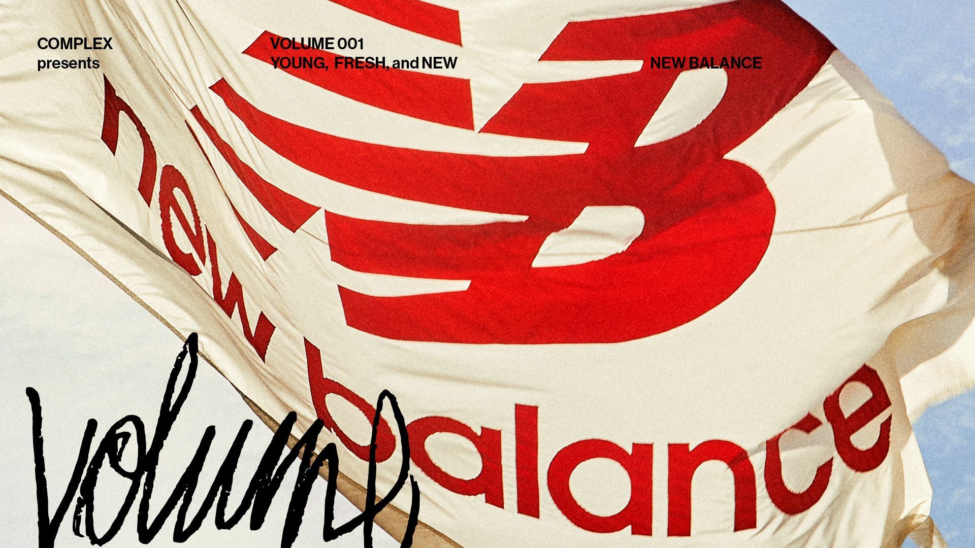 The cover of the new Balance Volume 001 featuring the New Balance logo on a flag. - New Balance