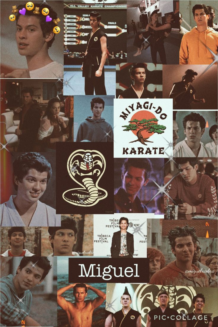 A collage of pictures of Miguel from Cobra Kai. - Cobra Kai