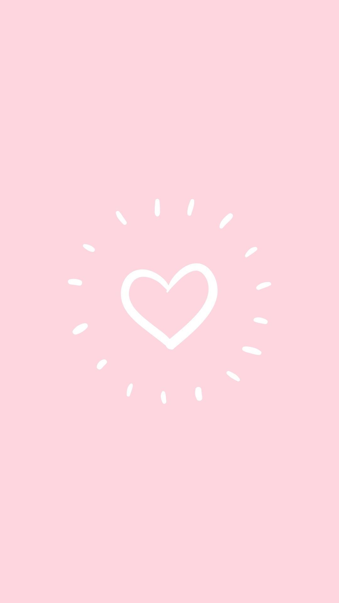 A heart shaped drawing on pink background - Heart