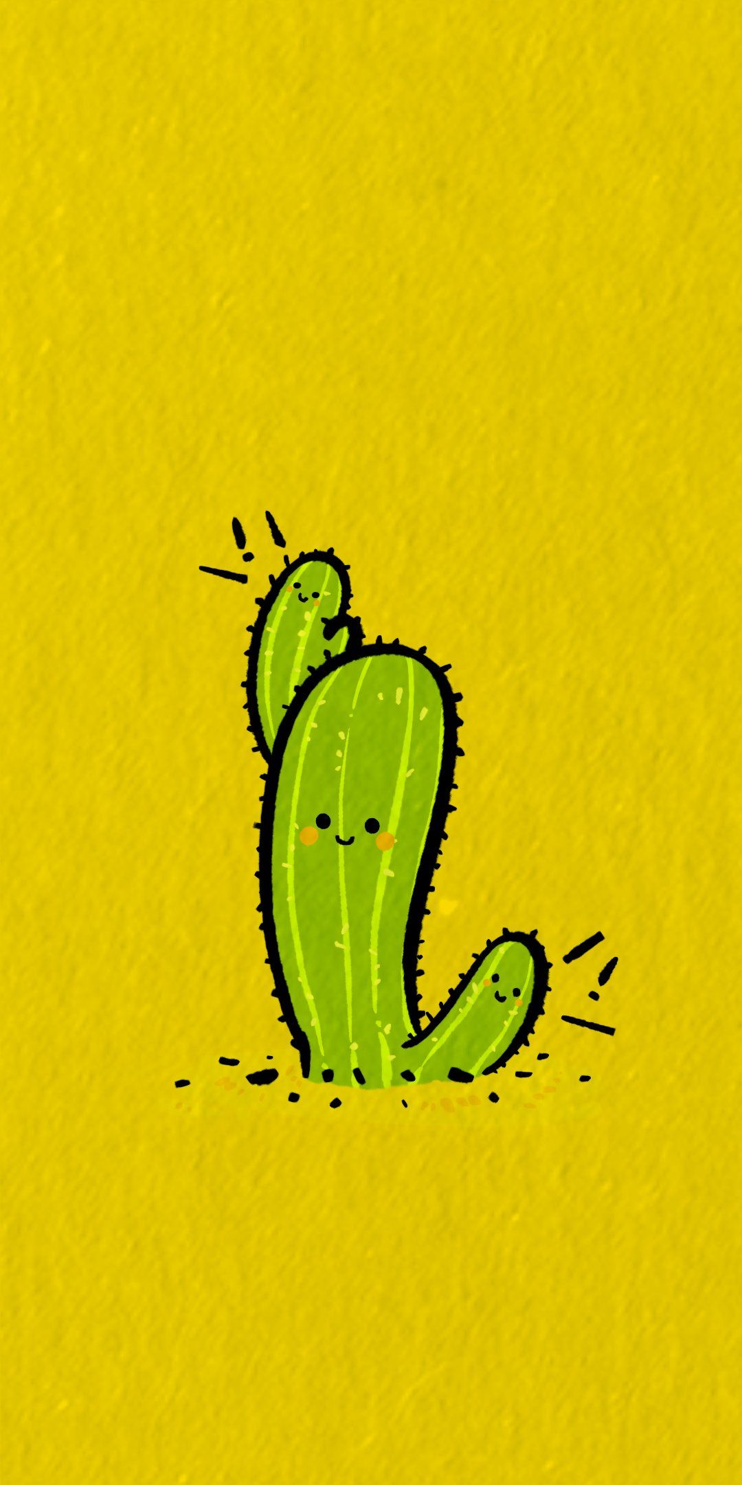 A cute little green and yellow cartoon of the desert - Cactus
