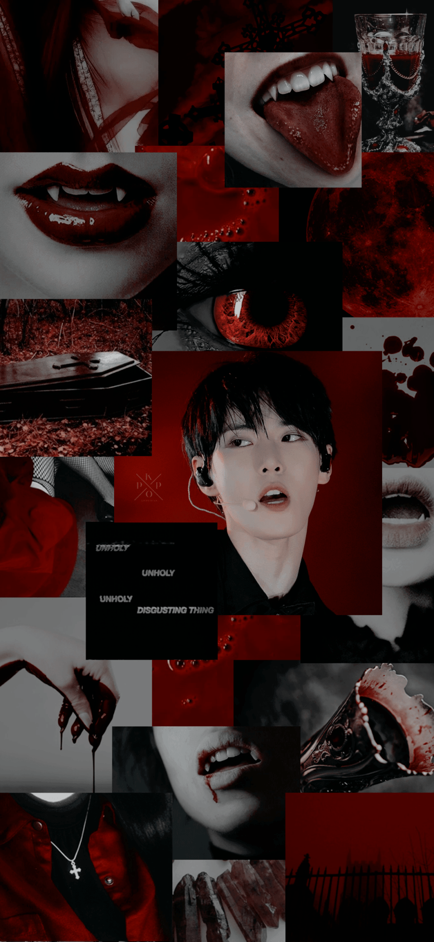 Red aesthetic wallpaper for phone with jimin - Vampire