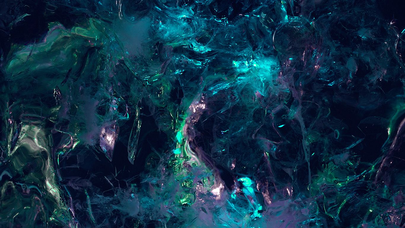 A painting with blue and green colors. - 1366x768