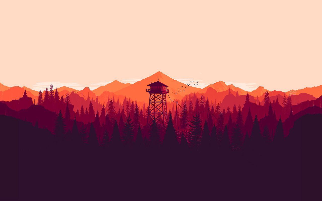 A forest of trees with a tower in the middle of it. - Windows 10