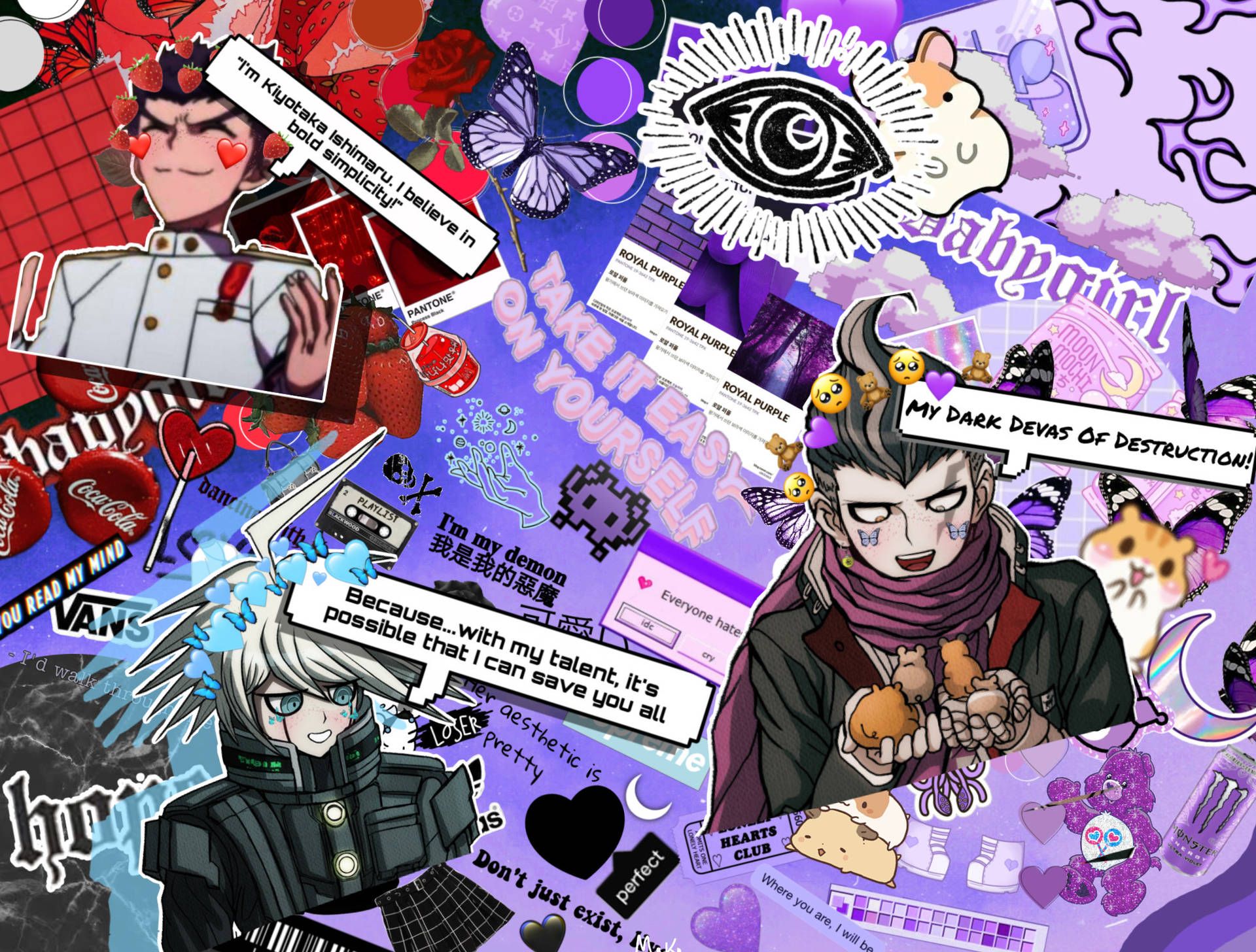 Download Red Blue Purple Video Game Danganronpa Picsart Wallpaper