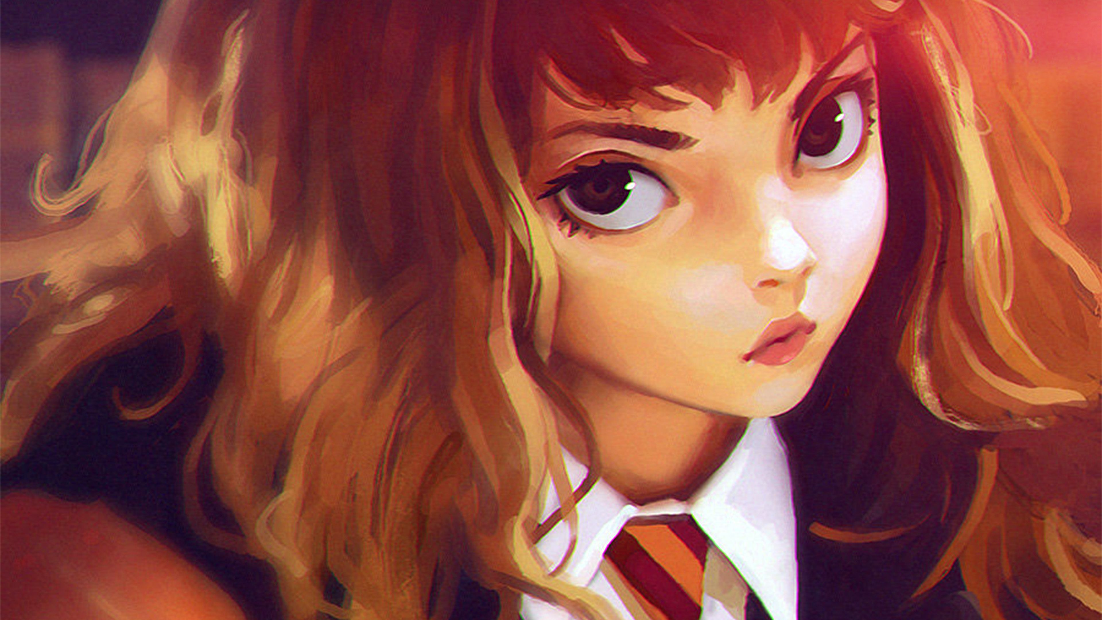 A painting of a girl with brown hair and a tie. - Harry Potter