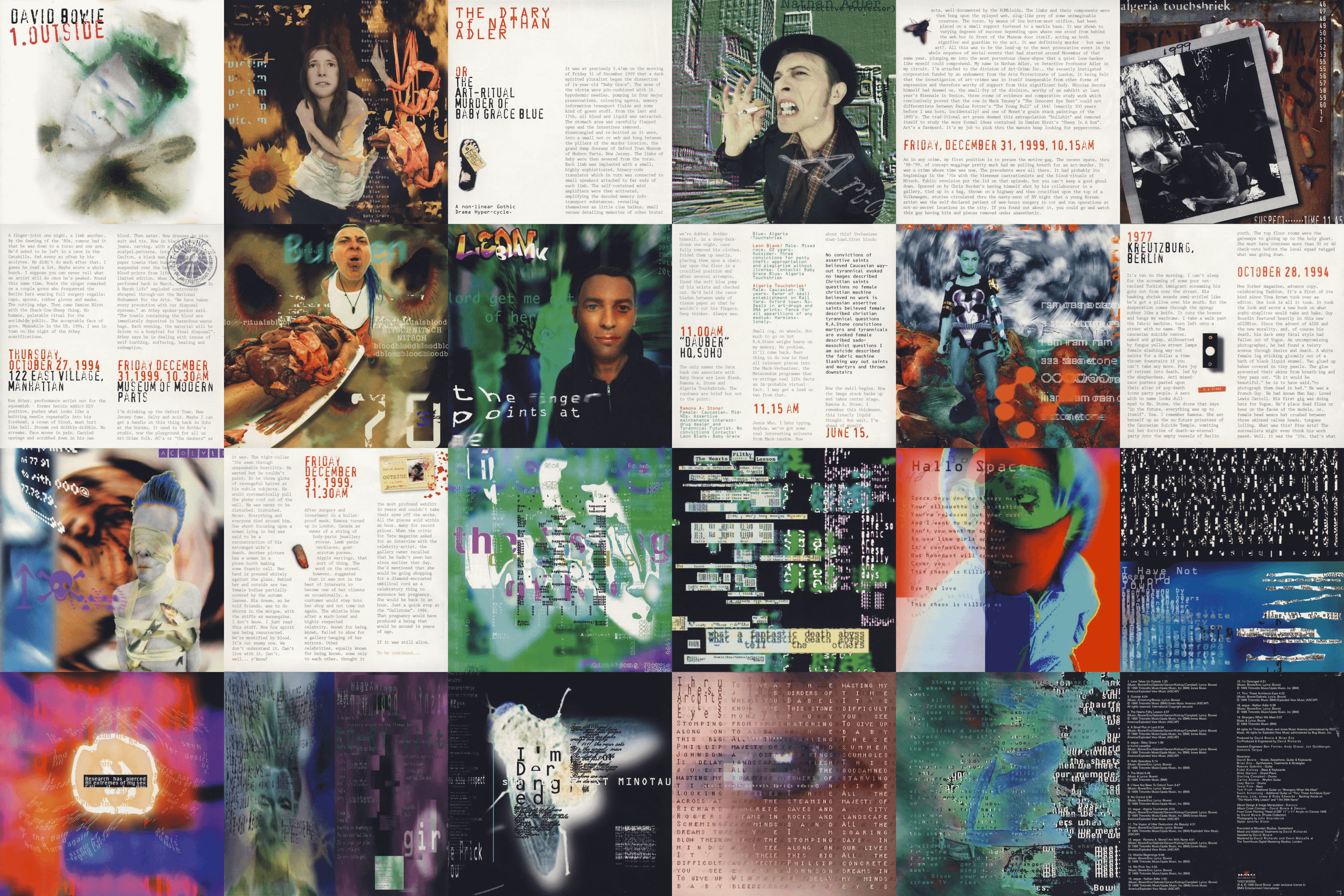 Collage of music magazine covers from the 90s - David Bowie